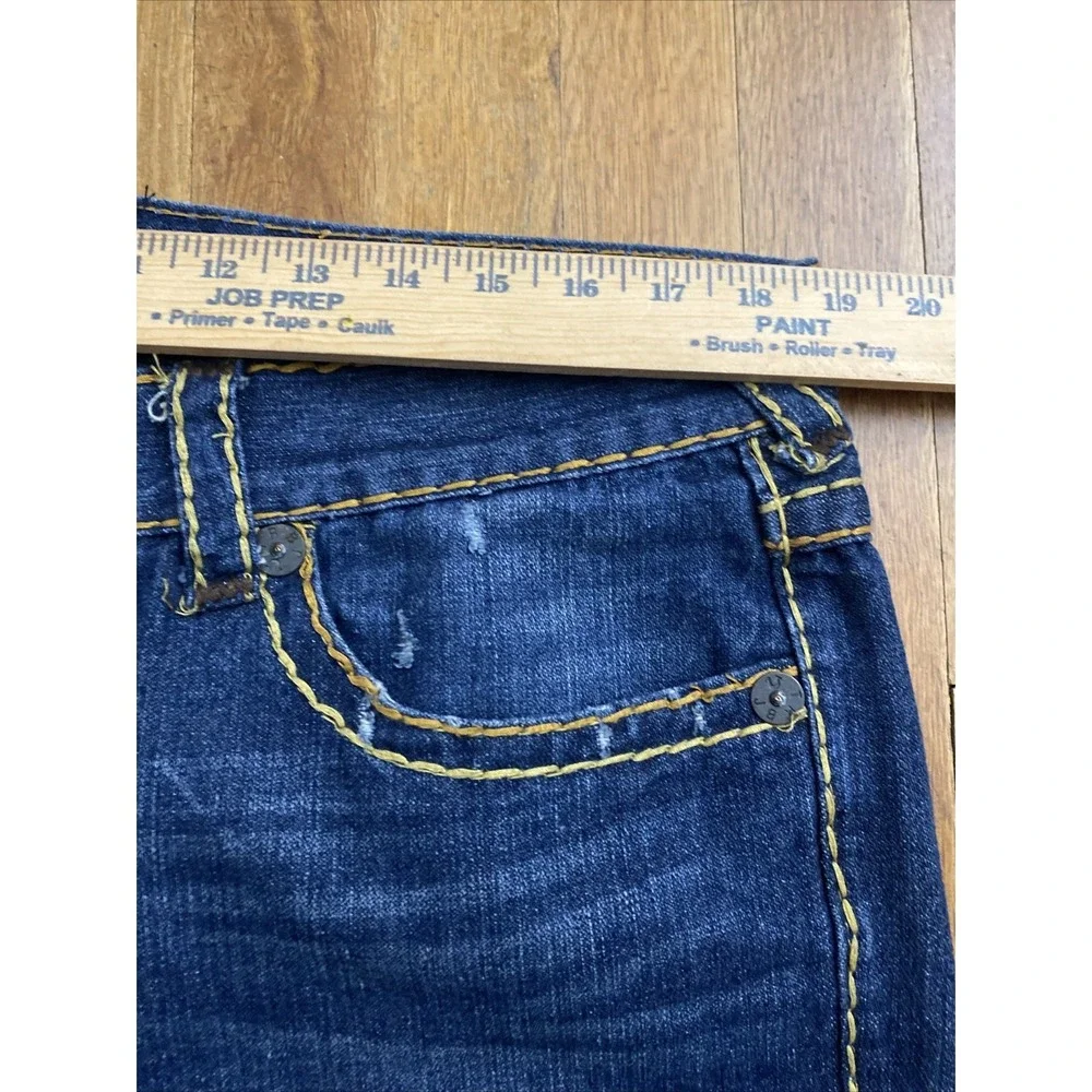 True Religion USA Men's Blue Denim Jeans Relaxed Straight 38x32 Thick Stitch